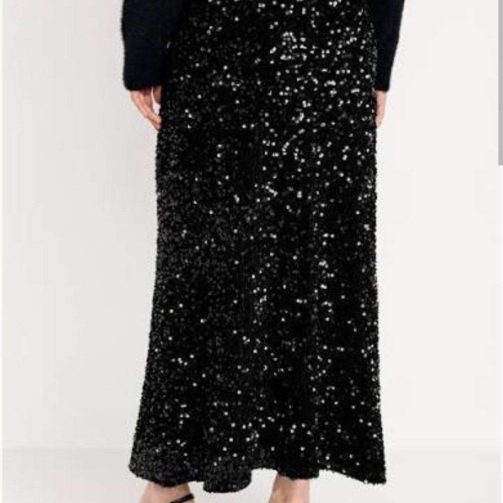 Old Navy Black Sequin A-Line Skirt